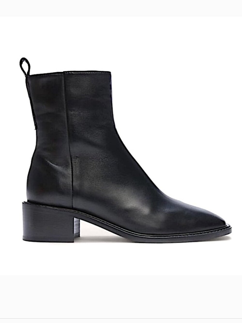 EVERLANE The City Boot Leather Side Zip Block Square Toe Ankle Size 11 Black